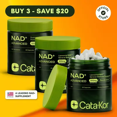 3x Cata-Kor NAD+ Advanced - NAD Supplement with Resveratrol - 180 Capsules