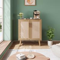 VOWMER Buffet Sideboard Rattan Cabinet with Storage,  Cupboard Console Table with Solid Wood Feet, Coffee Bar Cabinet with St...