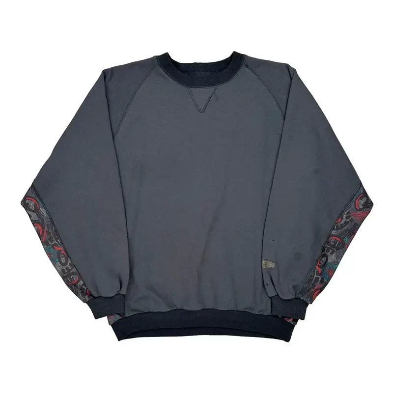 Made In Usa Reebok Sweatshirt - Large Grey Cotton Blend