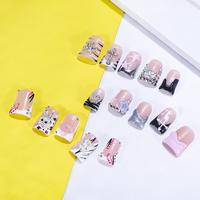 Y2K Style Duckbill Shaped Fake Nails, 10pcs/set Rhinestone Decor Fashion Press on Nails for Women & Girls DIY Nail Art， Nai...