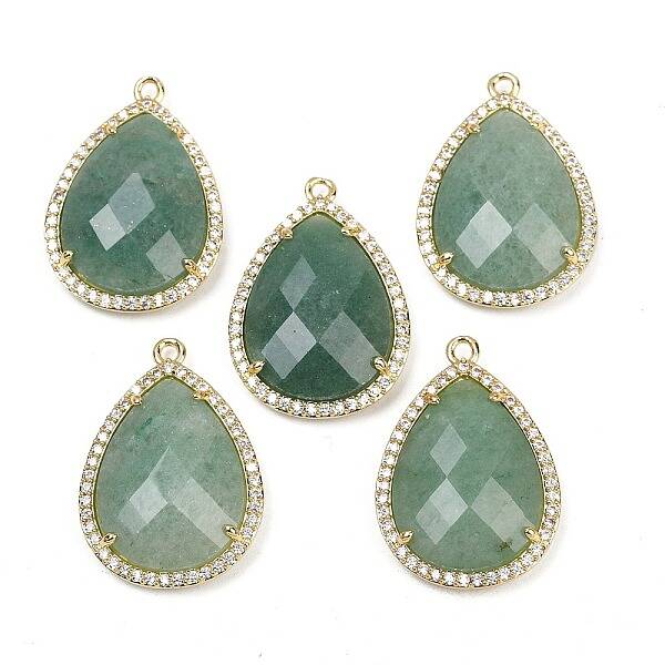 Natural Green Aventurine Faceted Pendants