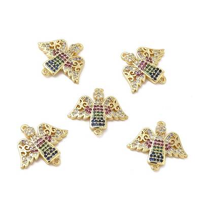 Brass Micro Pave Colorful Cubic Zirconia Connector Charms