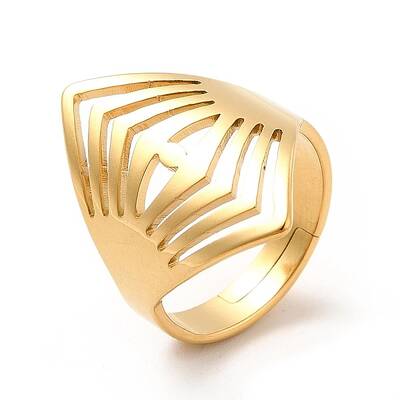Ion Plating(IP) 201 Stainless Steel Wide Eye Adjustable Ring for Women