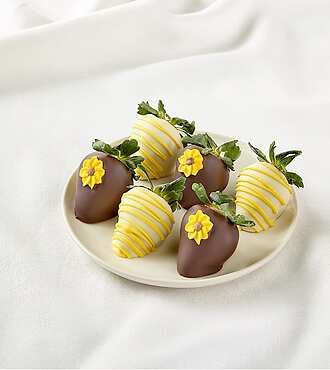 Half Dozen Sunny Days Belgian Chocolate - Covered Strawberries - FedEx