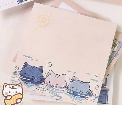 Cartoon Square with Cat Pattern Memo Pad Sticky Notes
