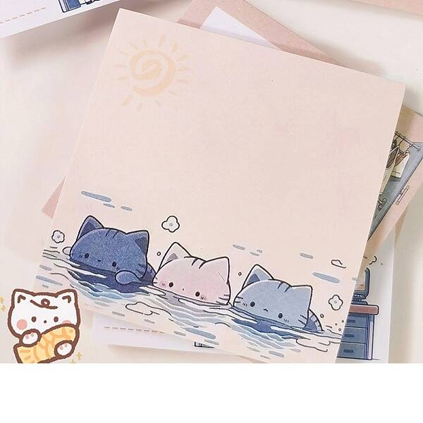 Cartoon Square with Cat Pattern Memo Pad Sticky Notes
