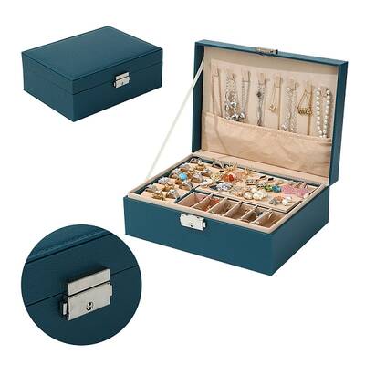 Rectangle PU Leather Jewerly Organizer Case with Clasps