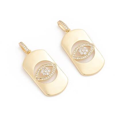 Brass Micro Pave Cubic Zirconia Pendants