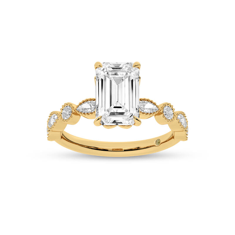Zenith Emerald Cut Lab Grown Diamond Engagement Ring | 10K Yellow Gold 4 1/4 CT. TW.