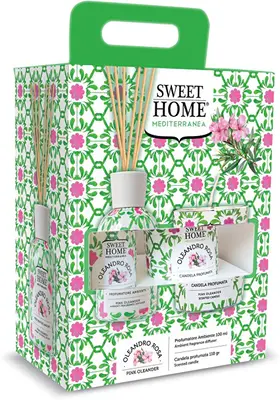 Sweet Home Collection Set Regalo Diffusore Di Aromi Con Candela Oleandro Rosa
