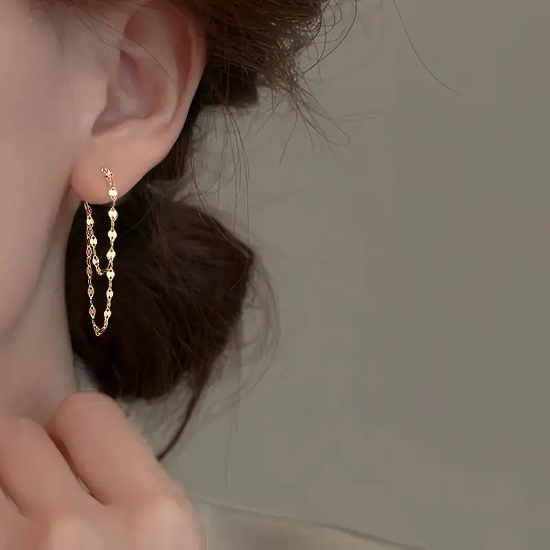 s925 sterling silver Chain Tassel Earrings，Minimalist Simple Unique Earrings for galentine‘s party valentine’s day gift...