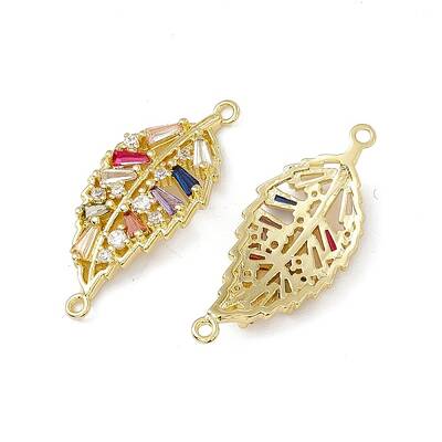 Brass Pave Colorful Cubic Zirconia Connector Charms
