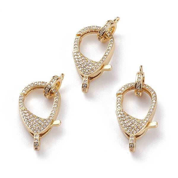 Brass Micro Pave Clear Cubic Zirconia Lobster Claw Clasp