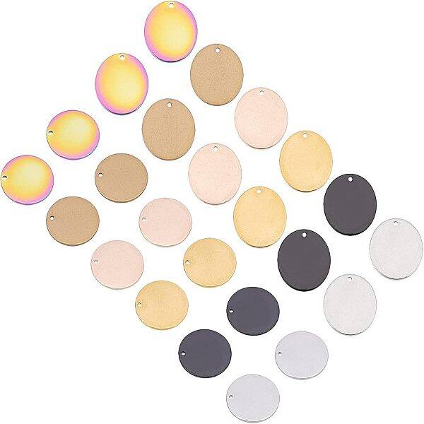30 Pcs 6 Colors PVD Vacuum Plating 304 Stainless Steel Pendants