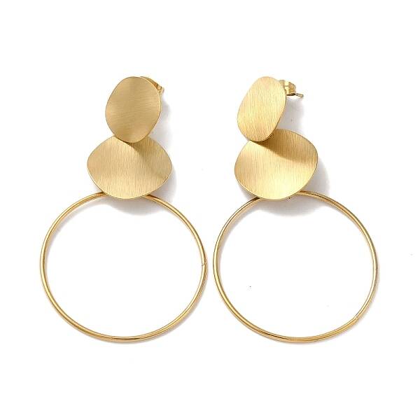 304 Stainless Steel Ring Dangle Stud Earrings for Women