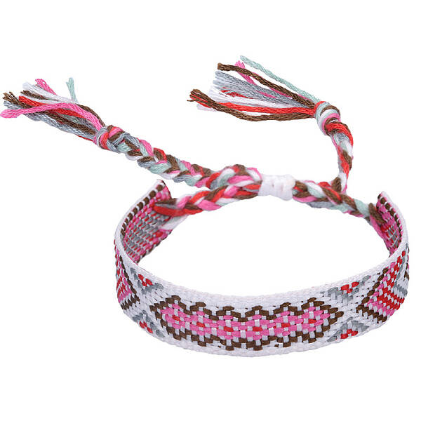 Polyester-cotton Braided Rhombus Pattern Cord Bracelet