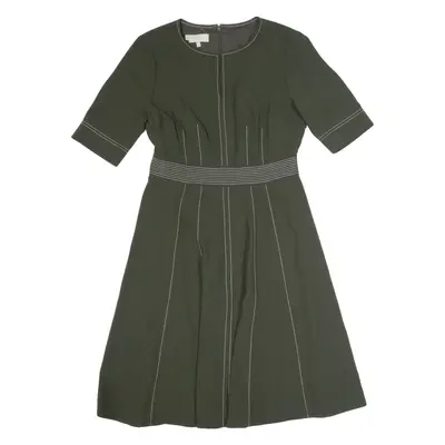 HOBBS LONDON Womens A-Line Dress Green Short Sleeve Midi UK 10