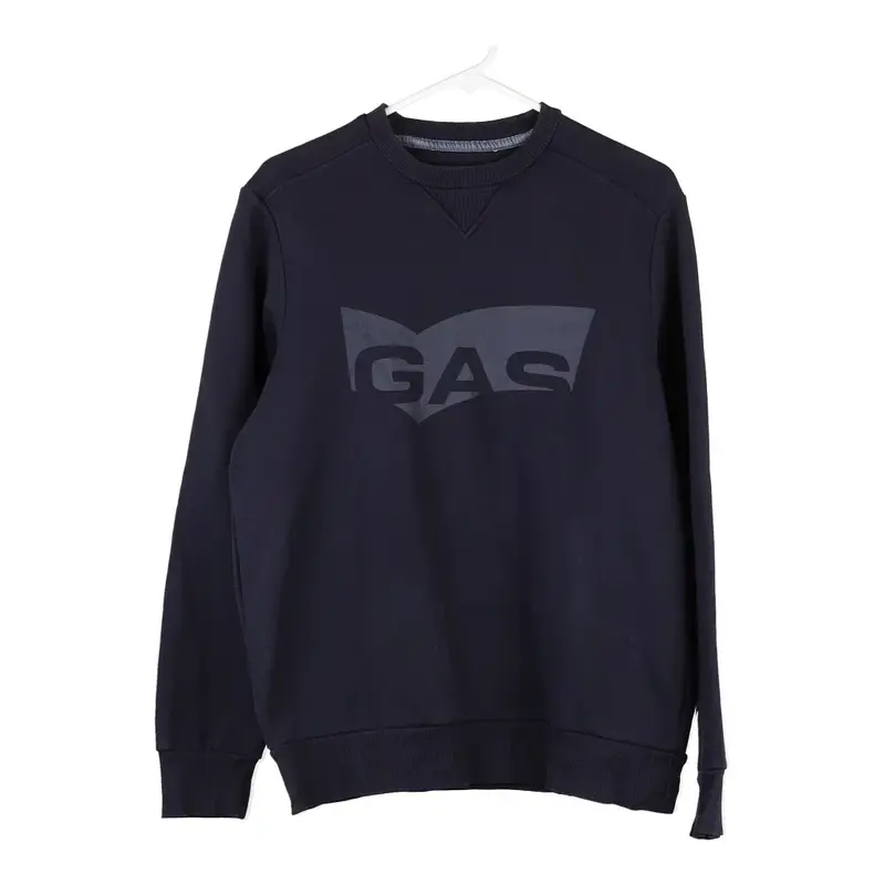 Gas Spellout Sweatshirt - Medium Navy Cotton Blend