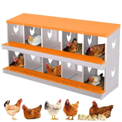 Garvee 10-Hole Chicken Nesting Box Galvanized Steel Rustproof Automatic Egg Collection Ventilated Easy Install Wall or Freest...