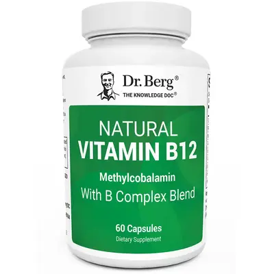 Natural Vitamin B12 - 1000 mcg of Methylcobalamin - with B complex and Magnesium – 60 capsules