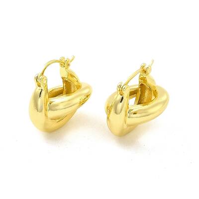 Brass Interlocking Rings Kont Hoop Earrings for Women