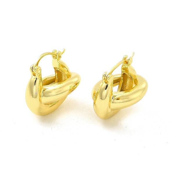 Brass Interlocking Rings Kont Hoop Earrings for Women