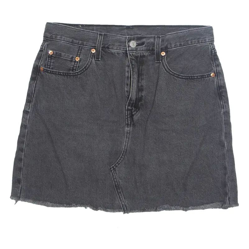 LEVI'S Womens Straight Skirt Grey Short Denim M