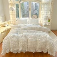 Solid Color Ruffle Trim Bedding Set, 3 Counts/set Including Duvet Cover & Pillowcase without Filler, Soft Comfortable Bedding...