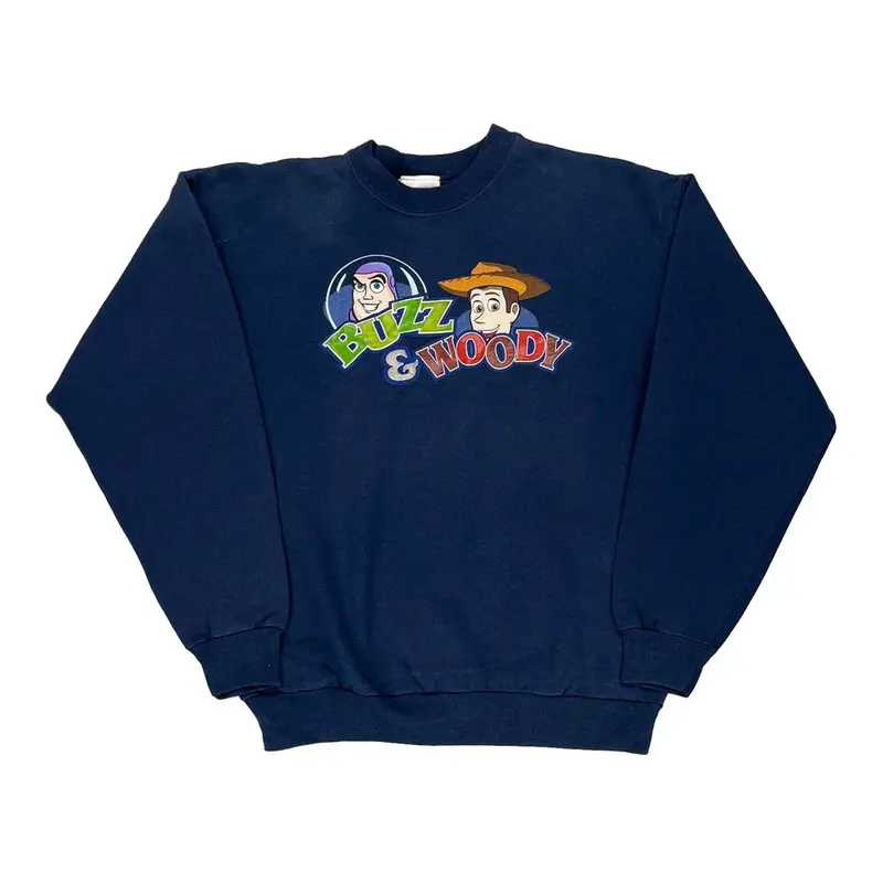 Buzz & Woody Disney Cartoon Sweatshirt - Small Navy Cotton | Size: small