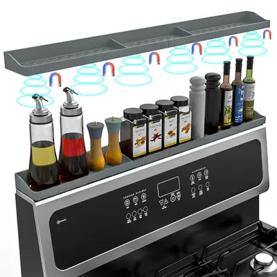 Silicone Stove Top Shelf, 1 Count Magnetic Heat Resistant Spice Rack Organizer, Kitchen Storage Rack for Over Stove Oven, Org...