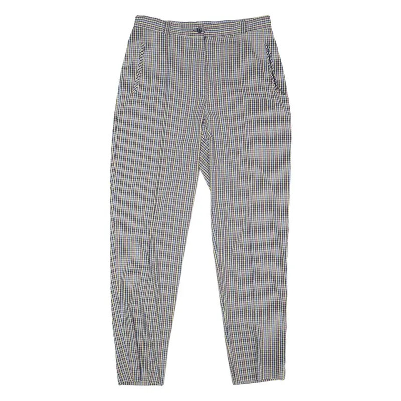 CITY LIFE Check Trousers Blue Regular Tapered Womens W30 L30
