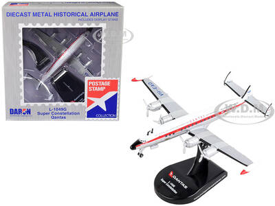 Lockheed L-1049G Super Constellation Commercial Aircraft Qantas Airways 1/300 Diecast Model Airplane by Postage Stamp