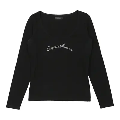 Emporio Armani Spellout Long Sleeve Top - XL Black Cotton | Size: x-large