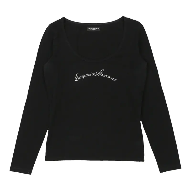 Emporio Armani Spellout Long Sleeve Top - XL Black Cotton | Size: x-large