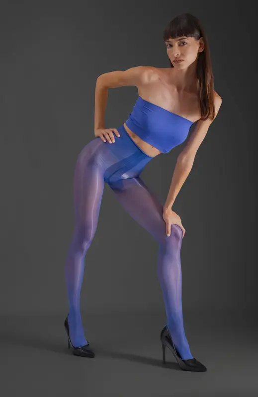 LECHERY® LUSTROUS SILKY SHINY 40 DENIER SEMI-OPAQUE PANTYHOSE TIGHTS • BLUE | Size: L/XL | Color: BLUE