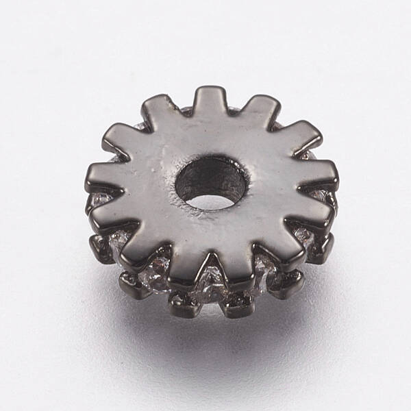 Brass Micro Pave Cubic Zirconia Bead Spacers