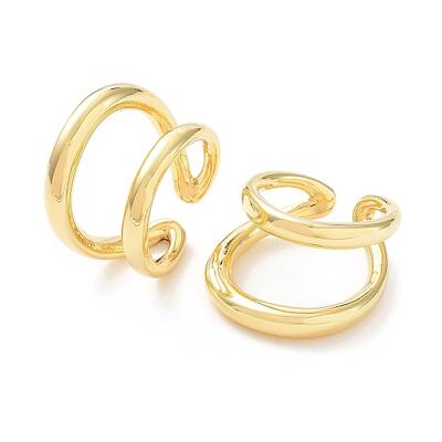 Brass Double Line Open Cuff Rings for Women