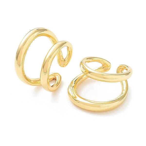 Brass Double Line Open Cuff Rings for Women