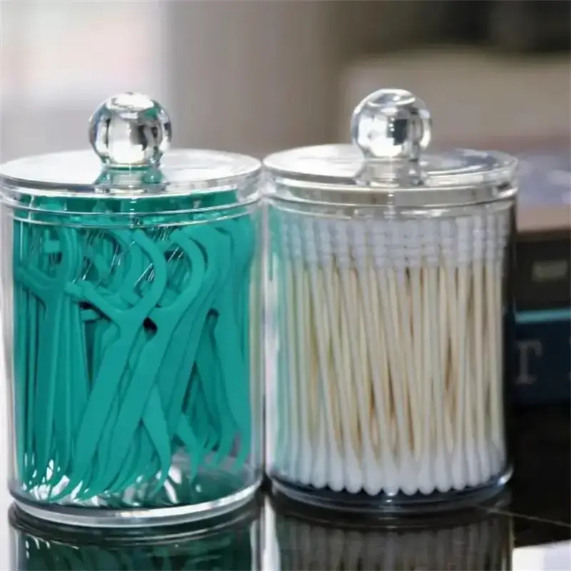 Clear Makeup Cotton Jar with Lid, 1/2 Counts Round Pads Swab Makeup Cotton Storage Canister, Desktop Storage Box for Bathroom...