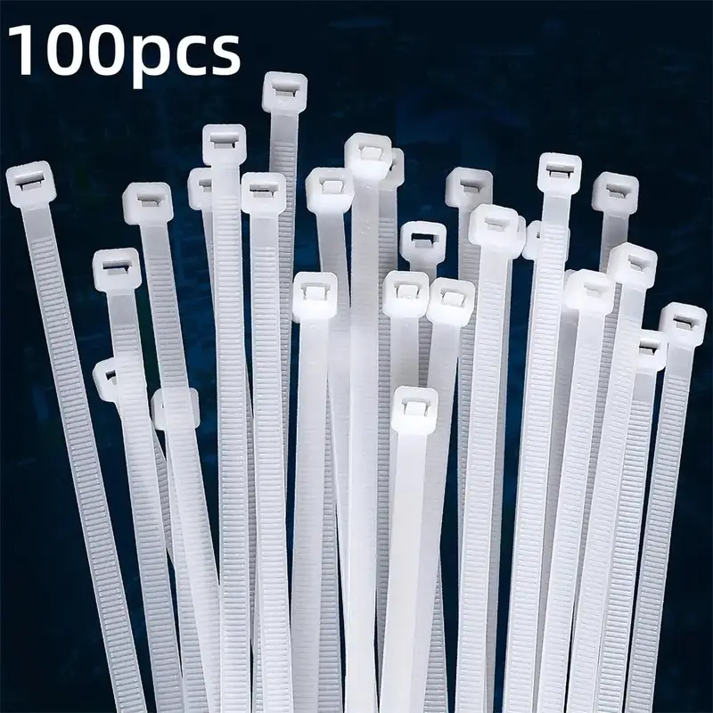 Premium White Cable Zip Tie, 100pcs Durable Self-locking Nylon Wire Tie, Weatherproof Tensile Strength Tie for Indoor & Outdo...