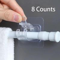 Clear Curtain Rod Holder, 8 Counts No Drilling Self Adhesive Curtain Rod Holder, Adjustable Curtain Rod Hooks for Home Bathro...