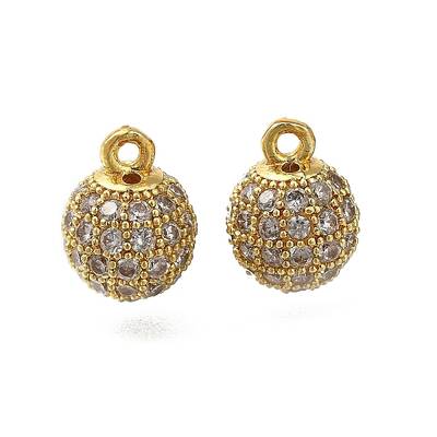 Rack Plating Brass Micro Pave Cubic Zirconia Charms