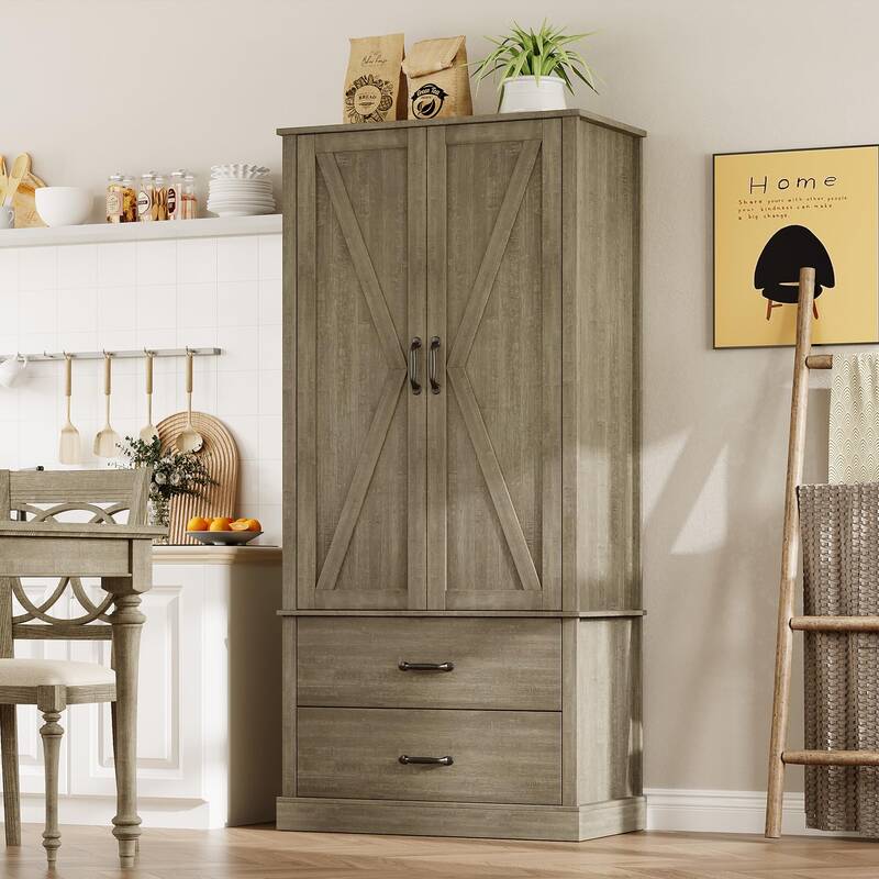 Garvee Kitchen Cabinet with Drawers and Door Cabinets, 65 Tall Pantry Cabinets for Kitchen, Dining Room, Living Room
