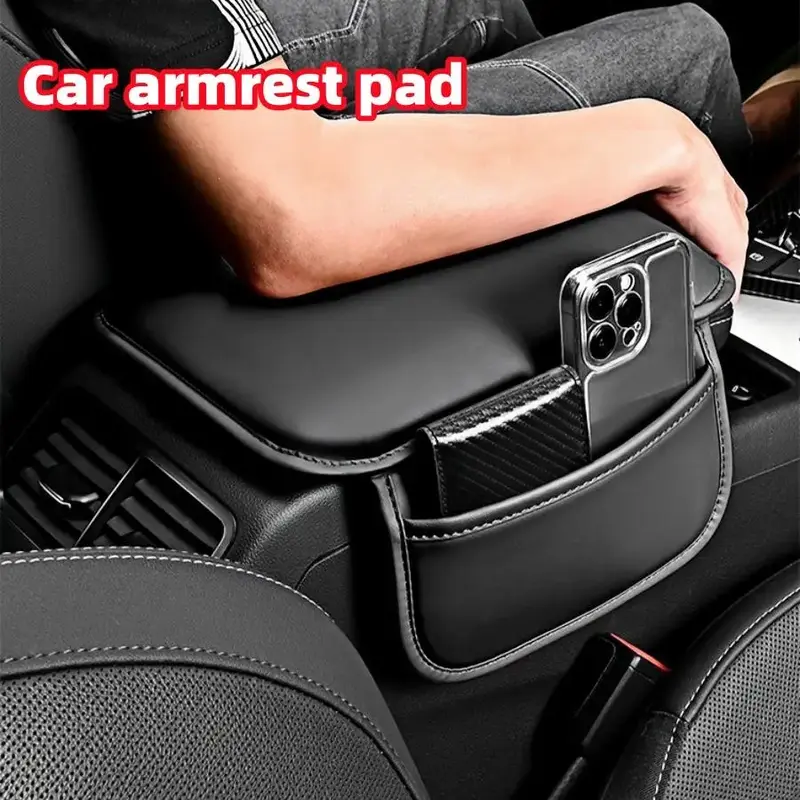 Car Armrest Pad, 1 Count PU Leather Car Armrest Box Pad, Waterproof Car Center Console Cover, Car Interior Accessories for St...