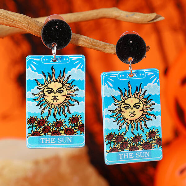 Cool Tower Halloween Print Double-sided Acrylic Dangle Stud Earrings