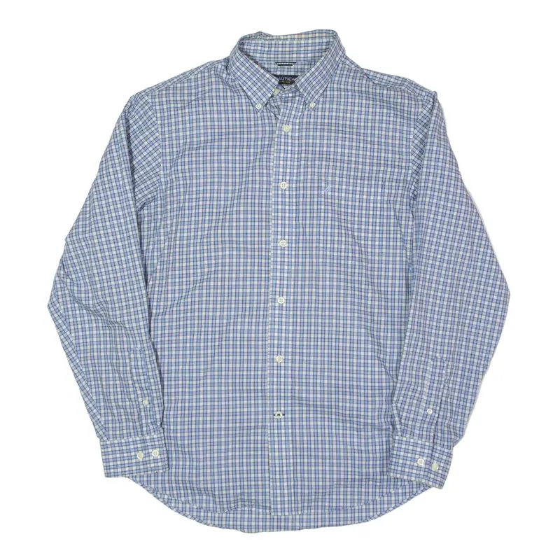 NAUTICA Shirt Blue Check Long Sleeve Mens M