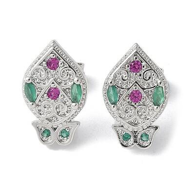 Brass Micro Cubic Zirconia Stud Earrings