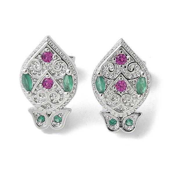 Brass Micro Cubic Zirconia Stud Earrings