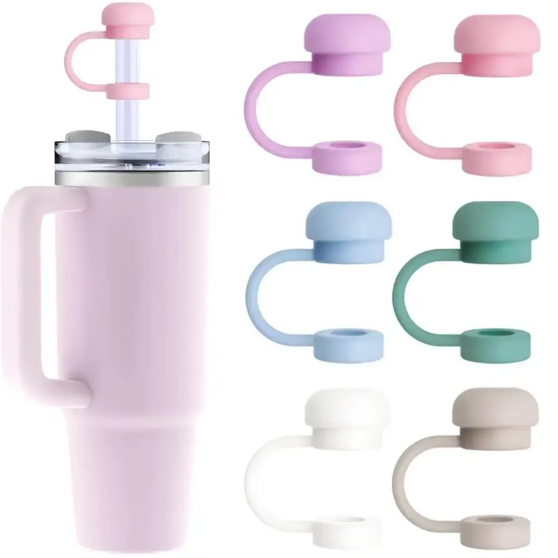 Silicone Straw Lid, 6 Counts Dustproof & Leak-proof Reusable Straw Top Cap, Drinkware Accessories For Stanley Cup, Summer for...