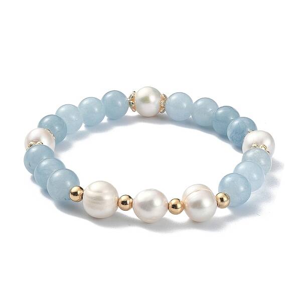 Natural Quartz & Pearl Beaded Stretch Bracelet for Women
